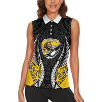 Wellington 2026 Rugby Custom Women Sleeveless Polo Shirt NZ Maori Silver Fern LT14 - Polynesian Pride