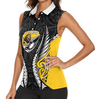 Wellington 2026 Rugby Custom Women Sleeveless Polo Shirt NZ Maori Silver Fern LT14 - Polynesian Pride