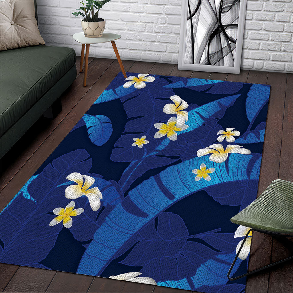 Teal Purple Banana Leaf Hawaii Area Rug Lau Maia Plumeria Tropical Summer Vibes LT14 Teal Purple - Polynesian Pride