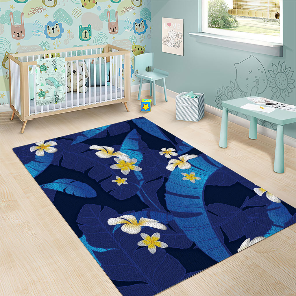 Teal Purple Banana Leaf Hawaii Area Rug Lau Maia Plumeria Tropical Summer Vibes