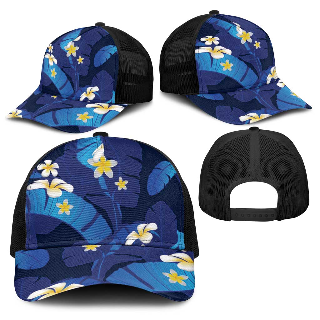 Teal Purple Banana Leaf Hawaii Baseball Net Cap Lau Maia Plumeria Tropical Summer Vibes LT14 - Polynesian Pride