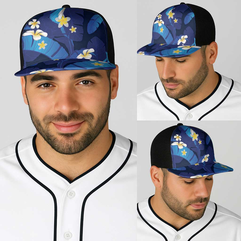 Teal Purple Banana Leaf Hawaii Baseball Net Cap Lau Maia Plumeria Tropical Summer Vibes LT14 - Polynesian Pride