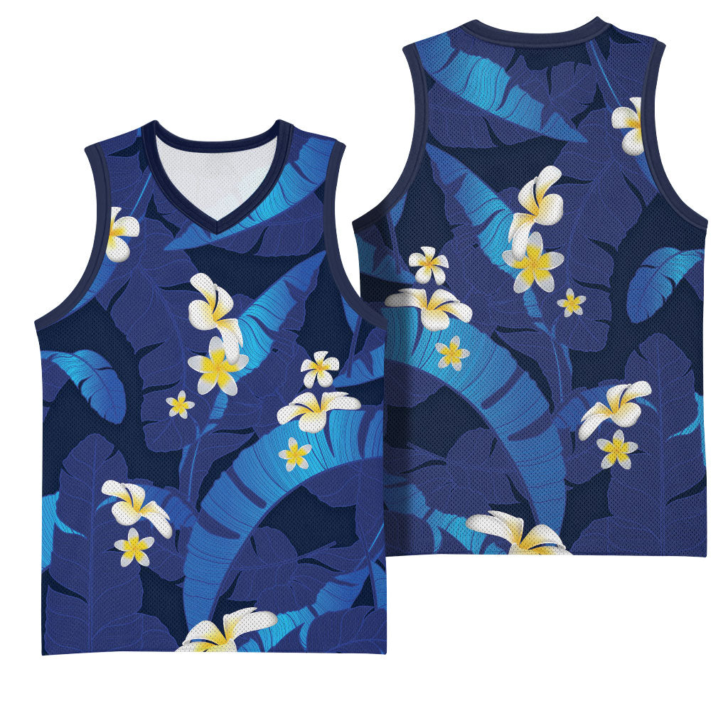 Teal Purple Banana Leaf Hawaii Basketball Jersey Lau Maia Plumeria Tropical Summer Vibes