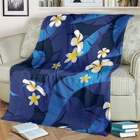 Teal Purple Banana Leaf Hawaii Blanket Lau Maia Plumeria Tropical Summer Vibes