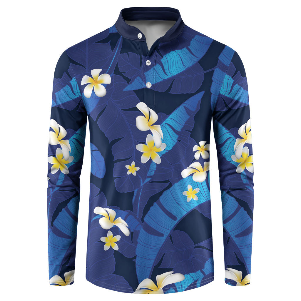 Teal Purple Banana Leaf Hawaii Button Sweatshirt Lau Maia Plumeria Tropical Summer Vibes