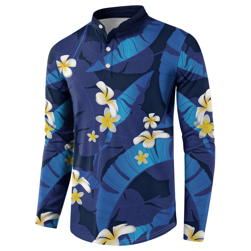 Teal Purple Banana Leaf Hawaii Button Sweatshirt Lau Maia Plumeria Tropical Summer Vibes