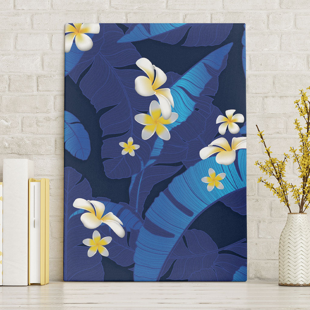 Teal Purple Banana Leaf Hawaii Canvas Wall Art Lau Maia Plumeria Tropical Summer Vibes