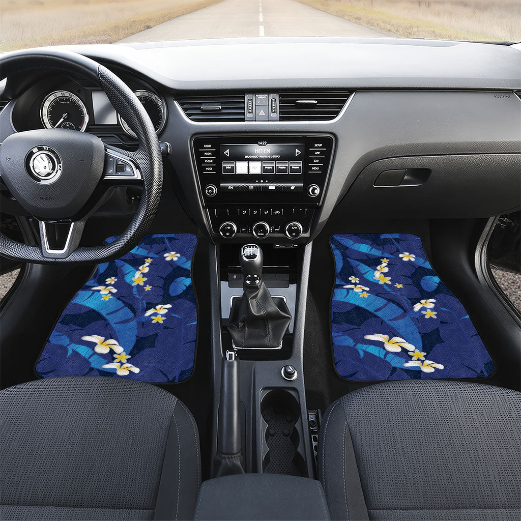 Teal Purple Banana Leaf Hawaii Car Mats Lau Maia Plumeria Tropical Summer Vibes LT14 Set 2pcs - Front Teal Purple - Polynesian Pride