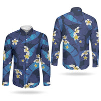 Teal Purple Banana Leaf Hawaii Couples Matching Puletasi and Long Sleeve Button Shirt Lau Maia Plumeria Tropical Summer Vibes