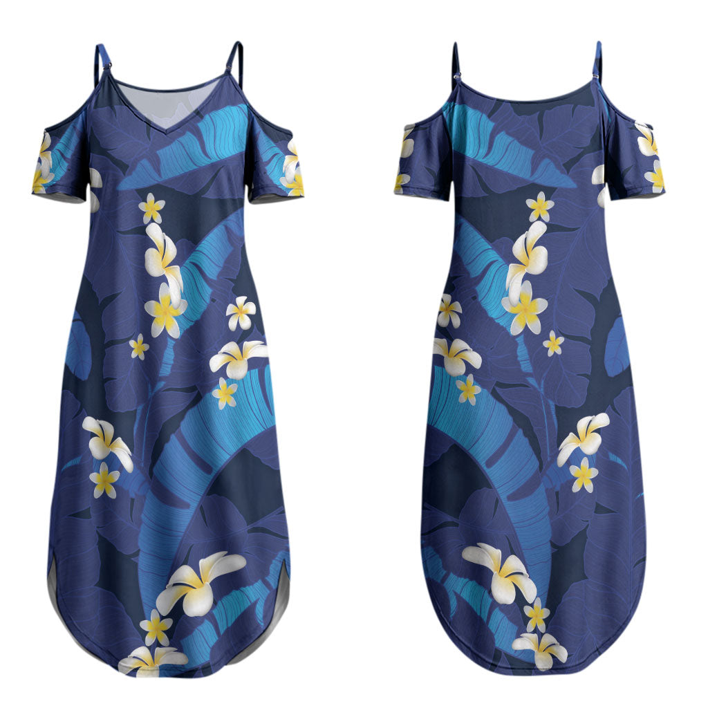 Teal Purple Banana Leaf Hawaii Couples Matching Summer Maxi Dress and Hawaiian Shirt Lau Maia Plumeria Tropical Summer Vibes LT14 - Polynesian Pride