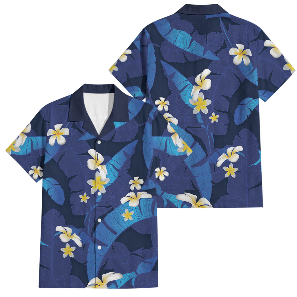 Teal Purple Banana Leaf Hawaii Family Matching Tank Maxi Dress and Hawaiian Shirt Lau Maia Plumeria Tropical Summer Vibes LT14 Dad's Shirt - Short Sleeve Teal Purple - Polynesian Pride