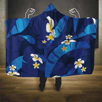 Teal Purple Banana Leaf Hawaii Hooded Blanket Lau Maia Plumeria Tropical Summer Vibes