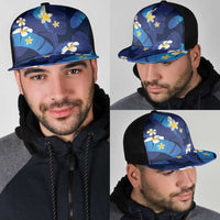 Teal Purple Banana Leaf Hawaii Mesh Trucker Cap Lau Maia Plumeria Tropical Summer Vibes
