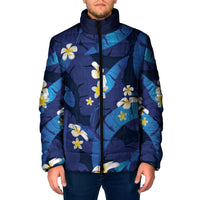 Teal Purple Banana Leaf Hawaii Padded Jacket Lau Maia Plumeria Tropical Summer Vibes