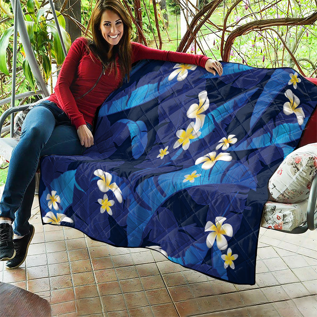 Teal Purple Banana Leaf Hawaii Quilt Lau Maia Plumeria Tropical Summer Vibes