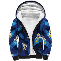 Teal Purple Banana Leaf Hawaii Sherpa Hoodie Lau Maia Plumeria Tropical Summer Vibes LT14 Unisex Teal Purple - Polynesian Pride