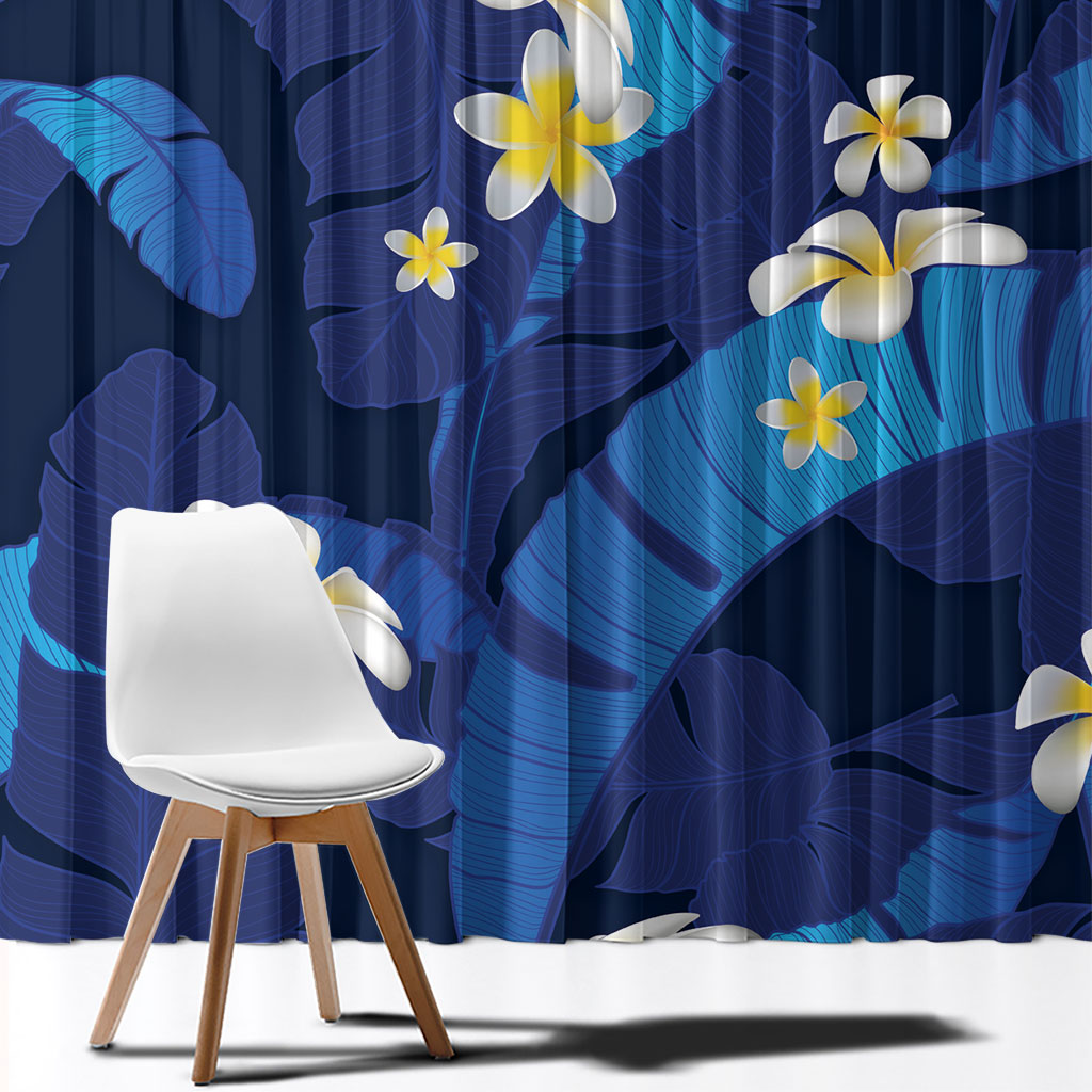 Teal Purple Banana Leaf Hawaii Window Curtain Lau Maia Plumeria Tropical Summer Vibes