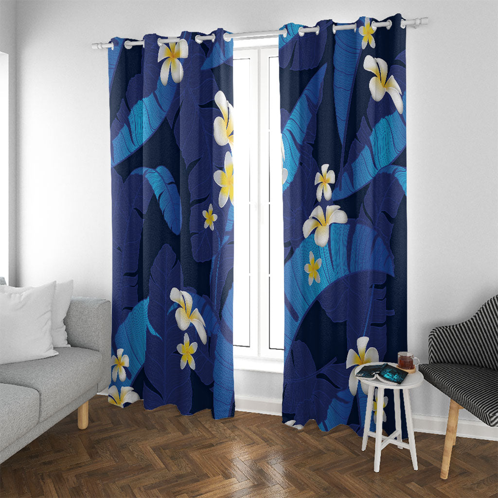 Teal Purple Banana Leaf Hawaii Window Curtain Lau Maia Plumeria Tropical Summer Vibes