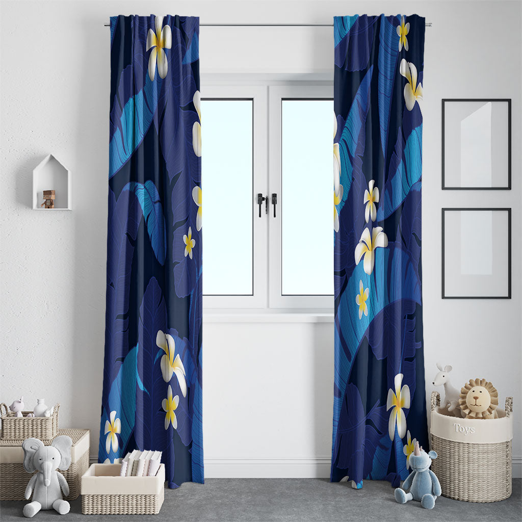 Teal Purple Banana Leaf Hawaii Window Curtain Lau Maia Plumeria Tropical Summer Vibes