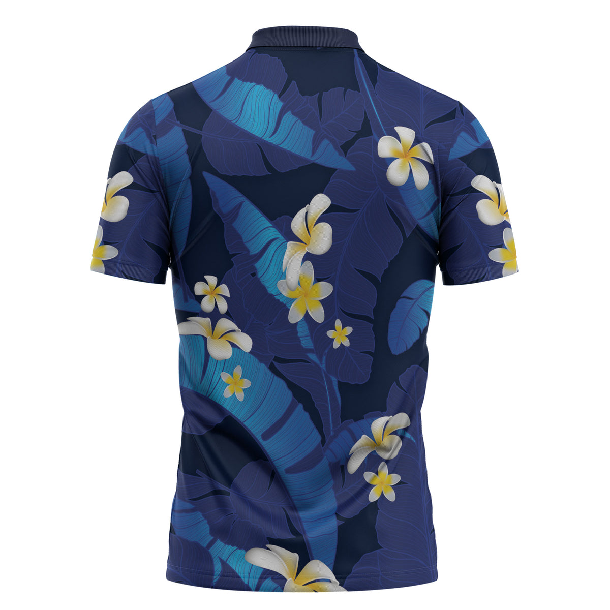 Teal Purple Banana Leaf Hawaii Zipper Polo Shirt Lau Maia Plumeria Tropical Summer Vibes LT14 - Polynesian Pride