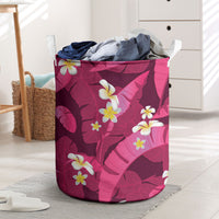 Pink Banana Leaf Hawaii Laundry Basket Lau Maia Plumeria Tropical Summer Vibes LT14 Pink - Polynesian Pride