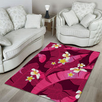 Pink Banana Leaf Hawaii Area Rug Lau Maia Plumeria Tropical Summer Vibes