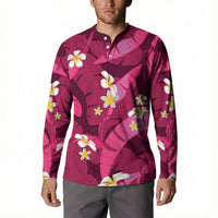 Pink Banana Leaf Hawaii Button Sweatshirt Lau Maia Plumeria Tropical Summer Vibes