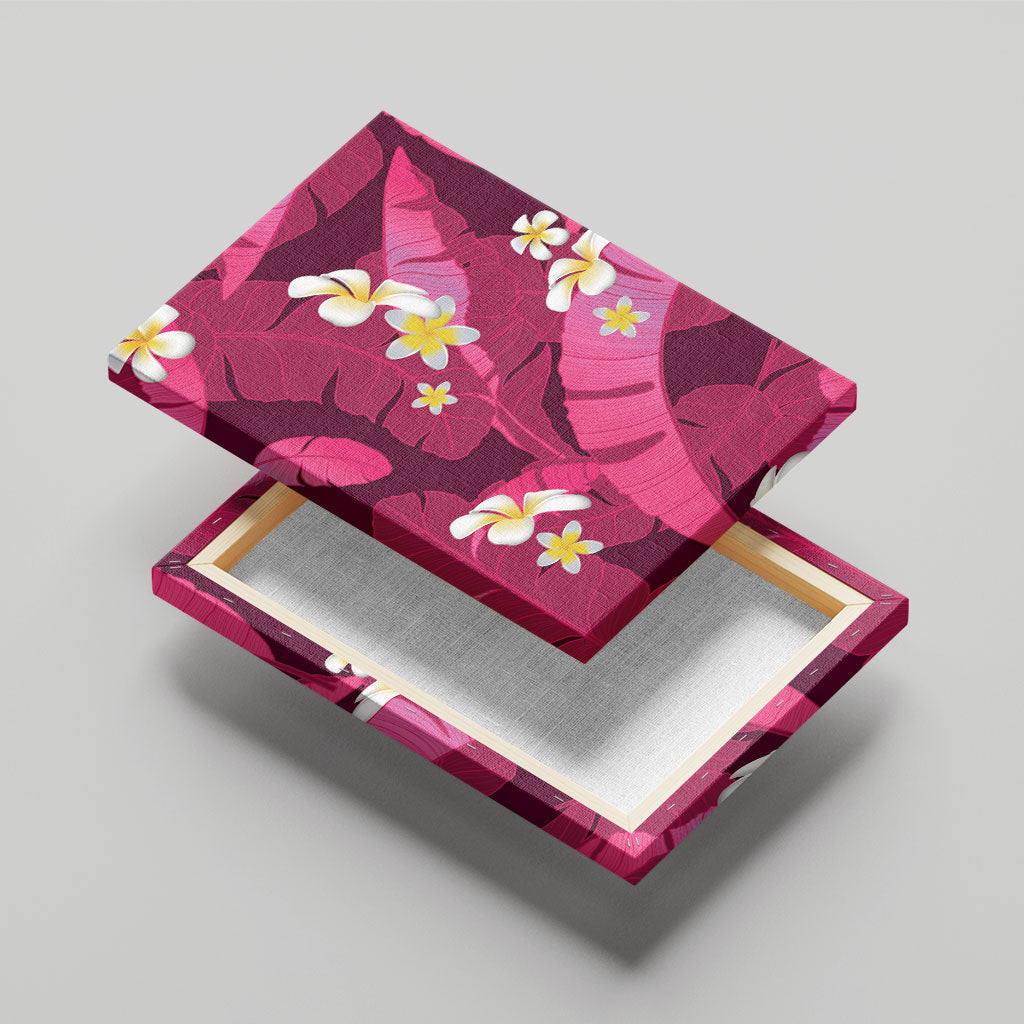 Pink Banana Leaf Hawaii Canvas Wall Art Lau Maia Plumeria Tropical Summer Vibes
