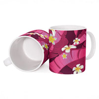 Pink Banana Leaf Hawaii Ceramic Mug Lau Maia Plumeria Tropical Summer Vibes