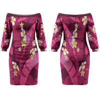 Pink Banana Leaf Hawaii Couples Matching Off The Shoulder Long Sleeve Dress and Long Sleeve Button Shirt Lau Maia Plumeria Tropical Summer Vibes