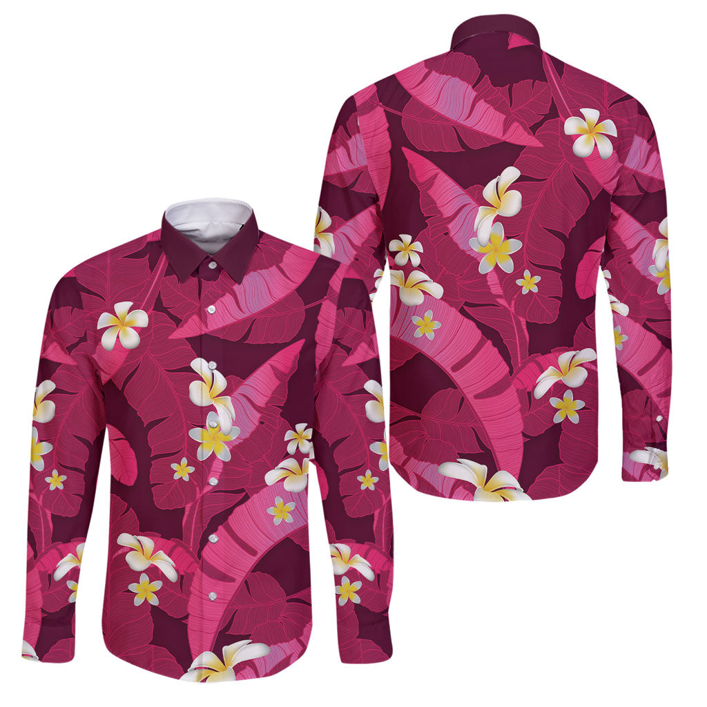 Pink Banana Leaf Hawaii Family Matching Tank Maxi Dress and Hawaiian Shirt Lau Maia Plumeria Tropical Summer Vibes