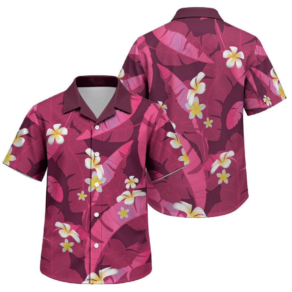 Pink Banana Leaf Hawaii Family Matching Tank Maxi Dress and Hawaiian Shirt Lau Maia Plumeria Tropical Summer Vibes