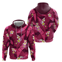 Pink Banana Leaf Hawaii Hoodie Lau Maia Plumeria Tropical Summer Vibes