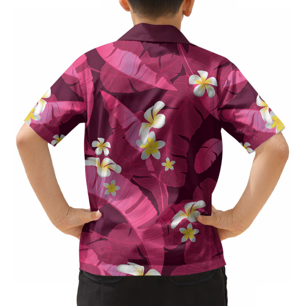 Pink Banana Leaf Hawaii Kid Hawaiian Shirt Lau Maia Plumeria Tropical Summer Vibes