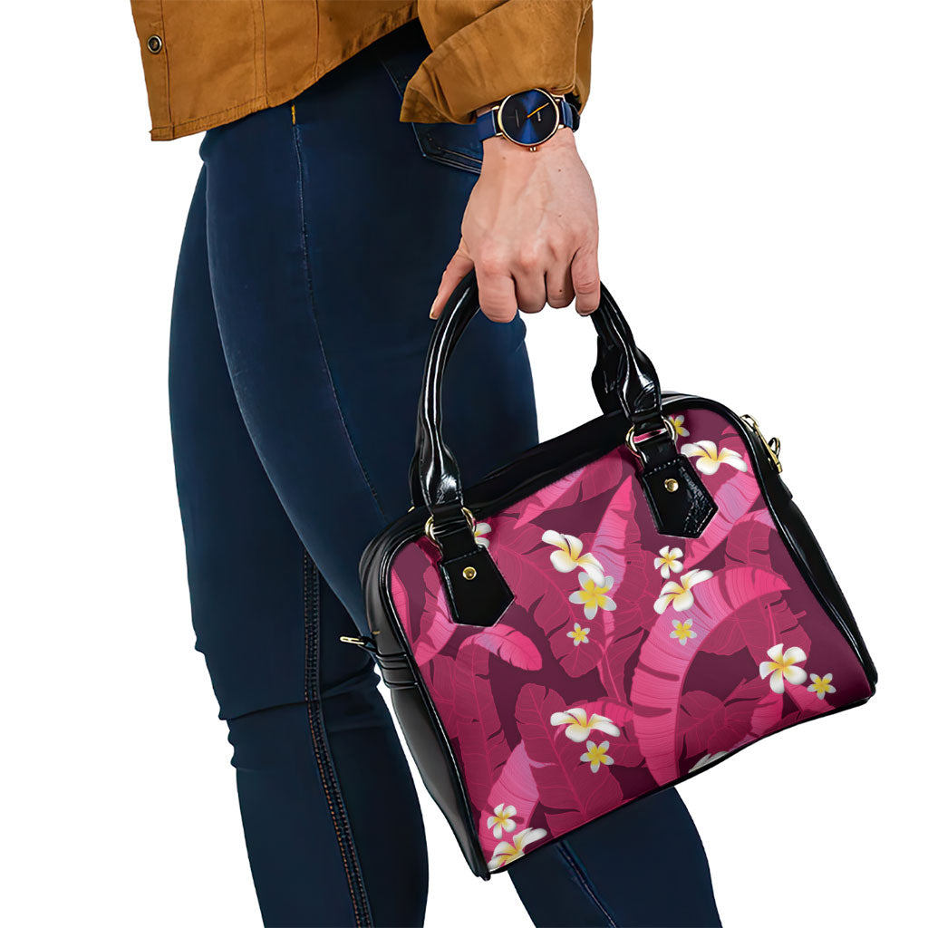 Pink Banana Leaf Hawaii Shoulder Handbag Lau Maia Plumeria Tropical Summer Vibes