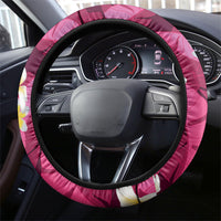Pink Banana Leaf Hawaii Steering Wheel Cover Lau Maia Plumeria Tropical Summer Vibes