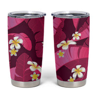 Pink Banana Leaf Hawaii Tumbler Cup Lau Maia Plumeria Tropical Summer Vibes