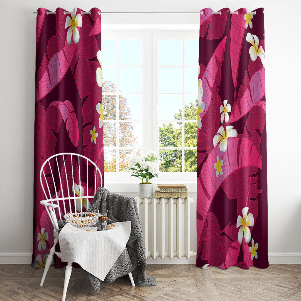 Pink Banana Leaf Hawaii Window Curtain Lau Maia Plumeria Tropical Summer Vibes