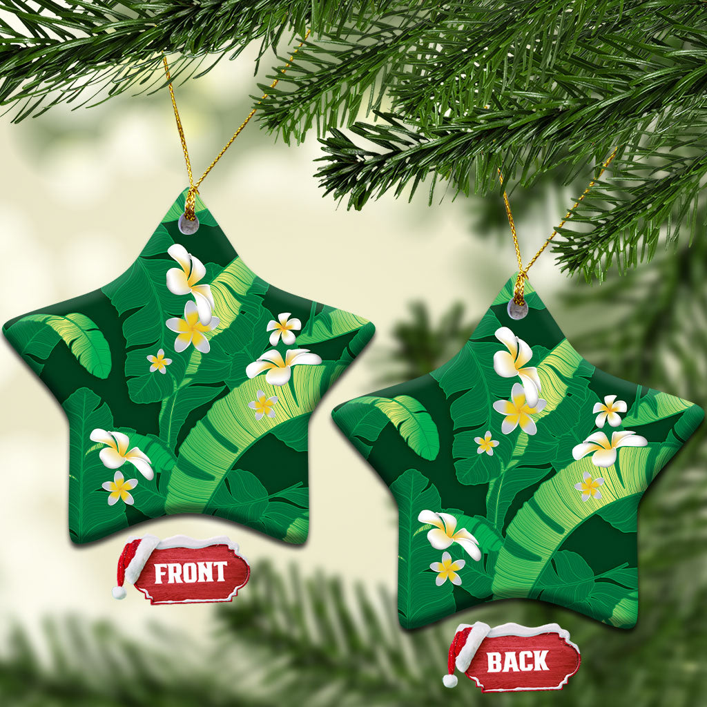 Green Banana Leaf Hawaii Ceramic Ornament Lau Maia Plumeria Tropical Summer Vibes LT14 Star Green - Polynesian Pride