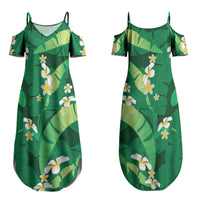 Green Banana Leaf Hawaii Couples Matching Summer Maxi Dress and Hawaiian Shirt Lau Maia Plumeria Tropical Summer Vibes LT14 - Polynesian Pride