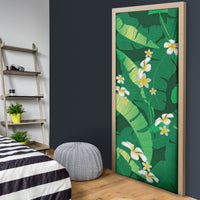 Green Banana Leaf Hawaii Door Cover Lau Maia Plumeria Tropical Summer Vibes LT14 - Polynesian Pride