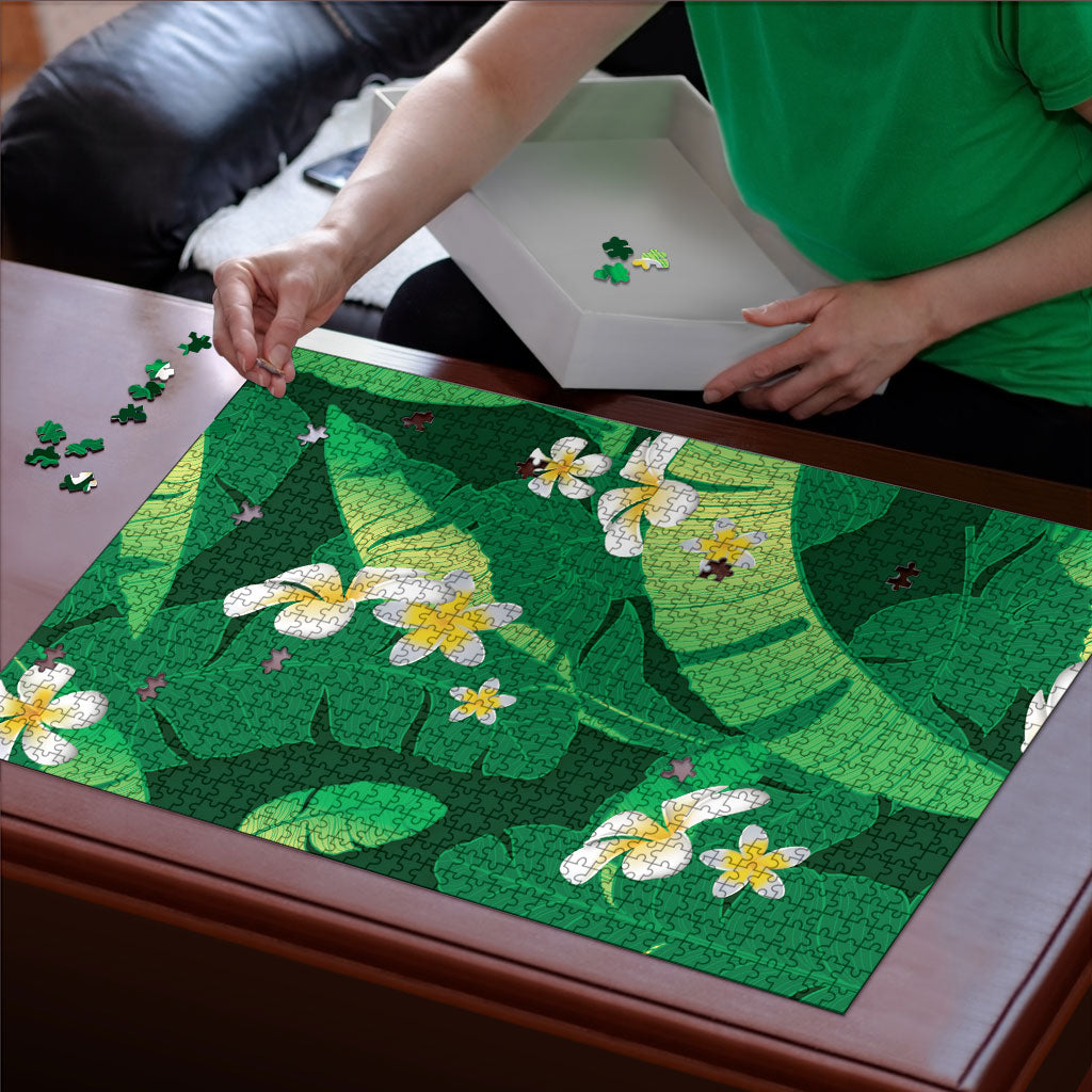 Green Banana Leaf Hawaii Puzzle Lau Maia Plumeria Tropical Summer Vibes LT14 - Polynesian Pride
