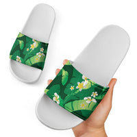 Green Banana Leaf Hawaii Slide Sandals Lau Maia Plumeria Tropical Summer Vibes LT14 - Polynesian Pride