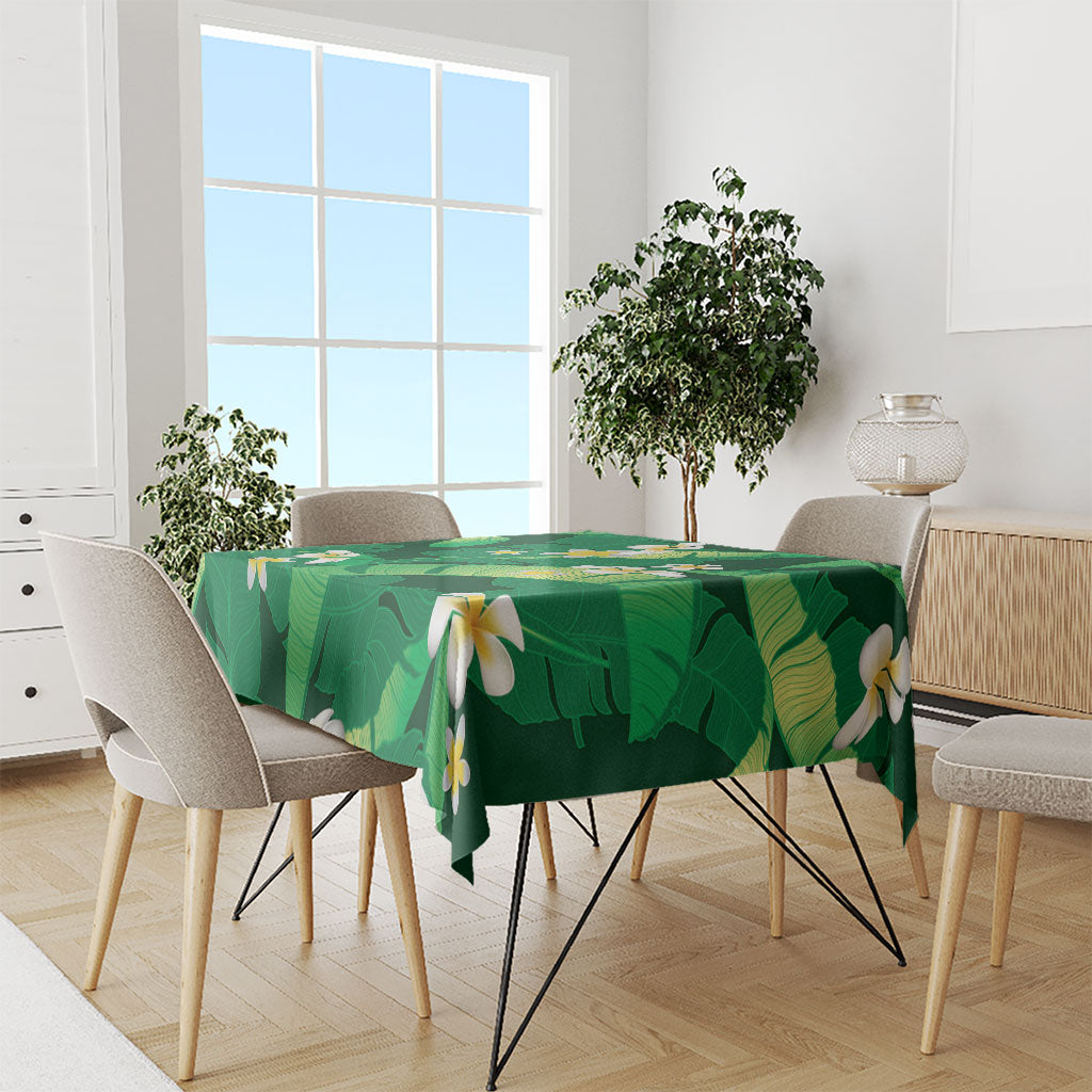 Green Banana Leaf Hawaii Tablecloth Lau Maia Plumeria Tropical Summer Vibes