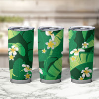 Green Banana Leaf Hawaii Tumbler Cup Lau Maia Plumeria Tropical Summer Vibes LT14 - Polynesian Pride