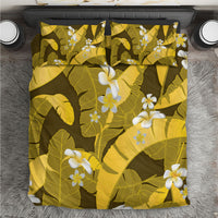 Yellow Banana Leaf Hawaii Bedding Set Lau Maia Plumeria Tropical Summer Vibes