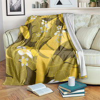 Yellow Banana Leaf Hawaii Blanket Lau Maia Plumeria Tropical Summer Vibes