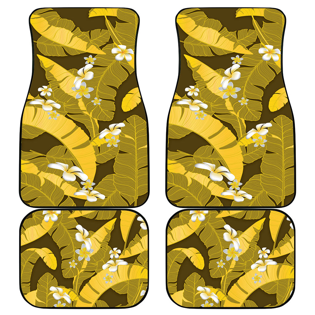 Yellow Banana Leaf Hawaii Car Mats Lau Maia Plumeria Tropical Summer Vibes