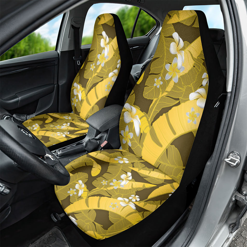 Yellow Banana Leaf Hawaii Car Seat Cover Lau Maia Plumeria Tropical Summer Vibes LT14 - Polynesian Pride