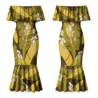 Yellow Banana Leaf Hawaii Couples Matching Mermaid Dress and Hawaiian Shirt Lau Maia Plumeria Tropical Summer Vibes LT14 - Polynesian Pride